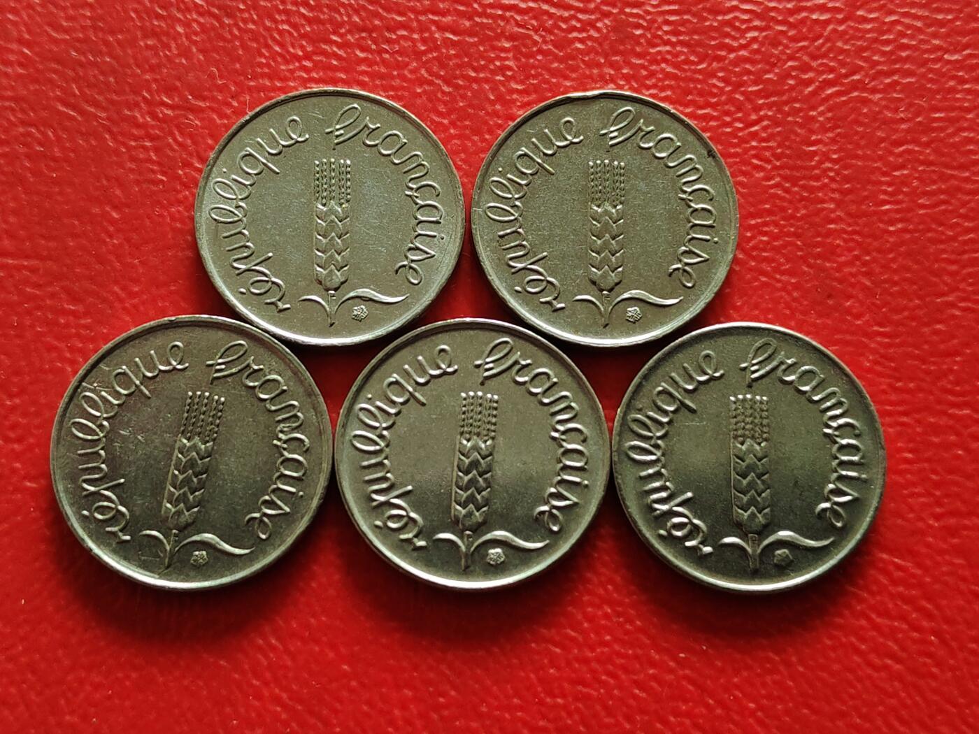 【云涧收藏】第八十二场 法国1964/65/67/68/69年1生丁5枚