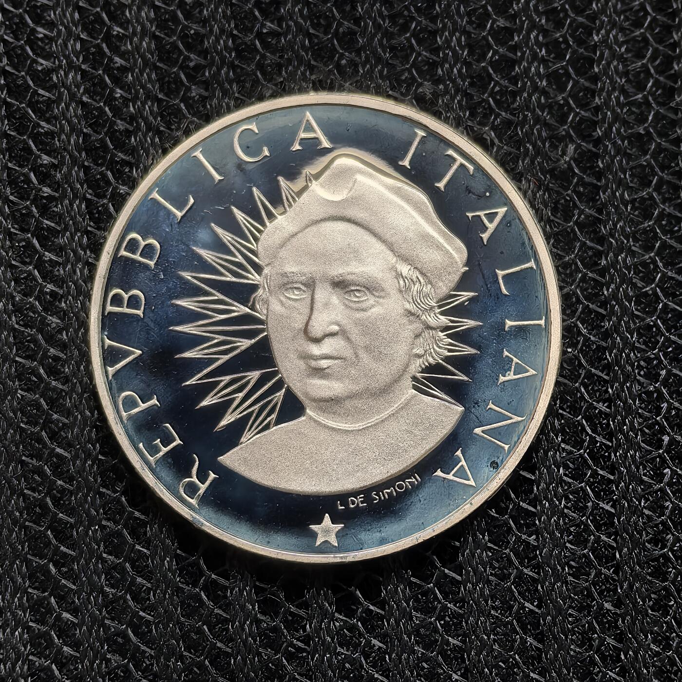 道一币馆币章第一百五十八场 原盒证 意大利1991年发现美洲大陆500周年500里拉精制银币 25000