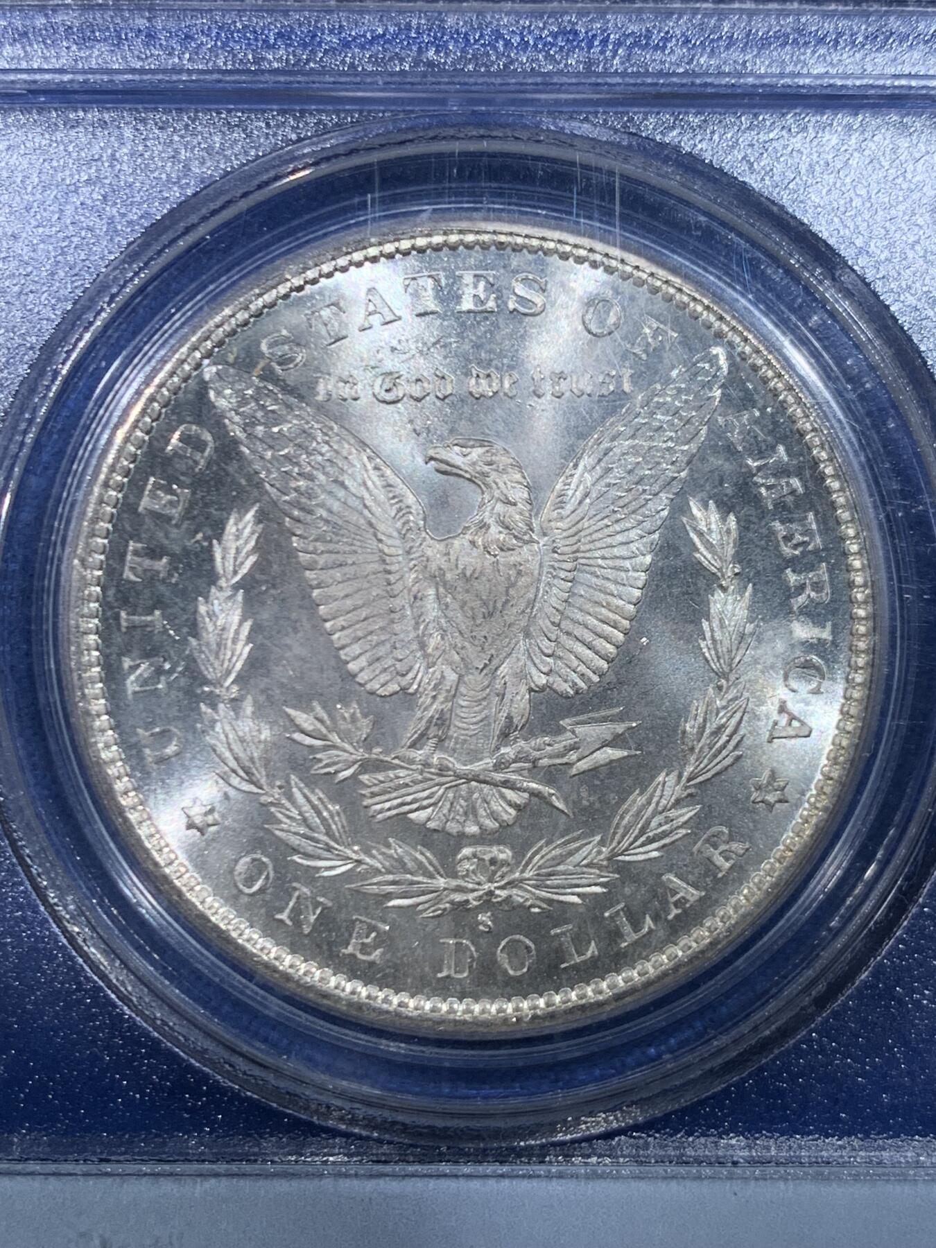 《竞宝斋》第445场 周日，周一，2场连拍 （全场包邮） PCGS MS65 美国 1880-S 摩根 1美元银币