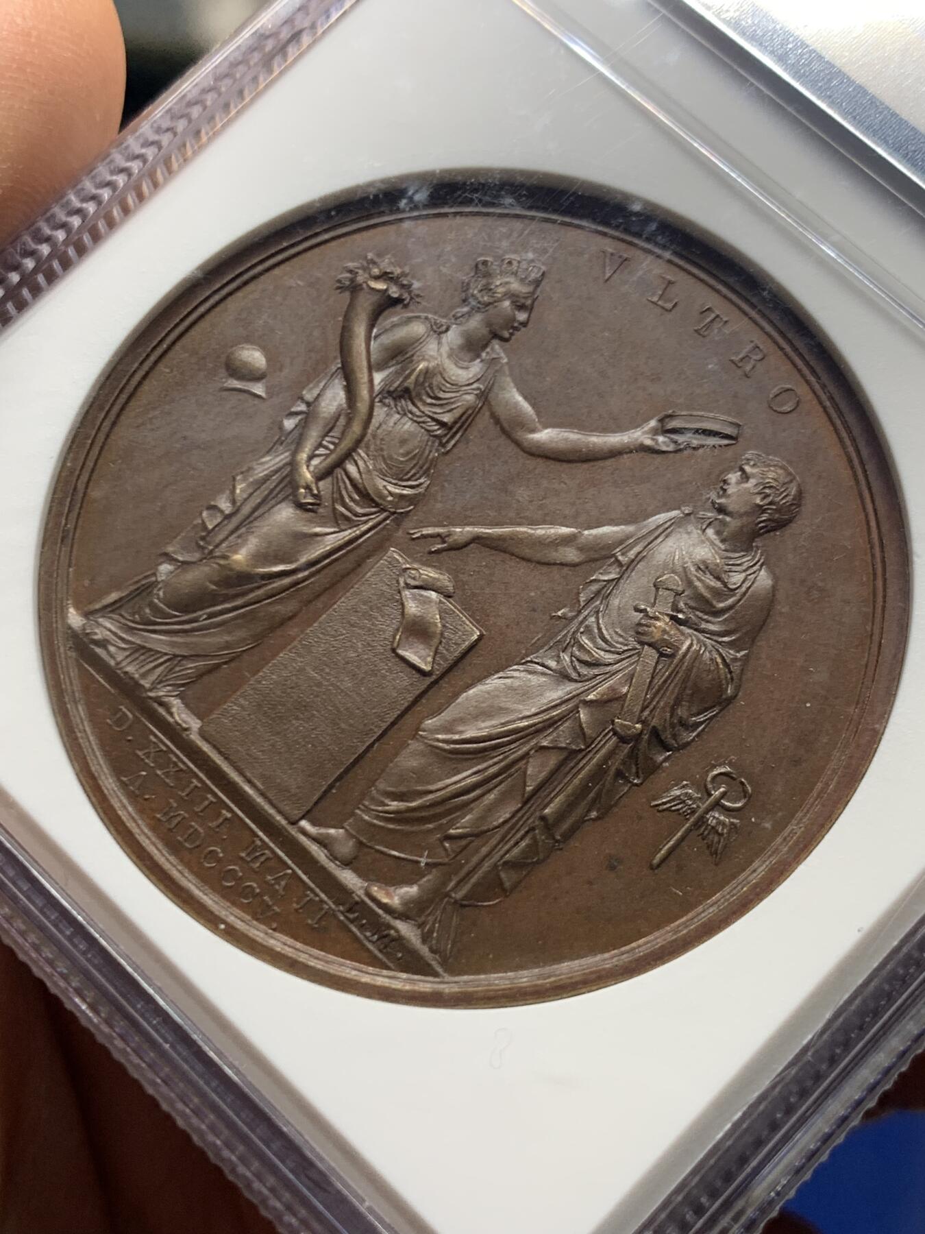 《竞宝斋》第445场 周日，周一，2场连拍 （全场包邮） NGC MS63BN 法国1805年拿破仑米兰加冕典礼纪念铜章 高分 加厚盒