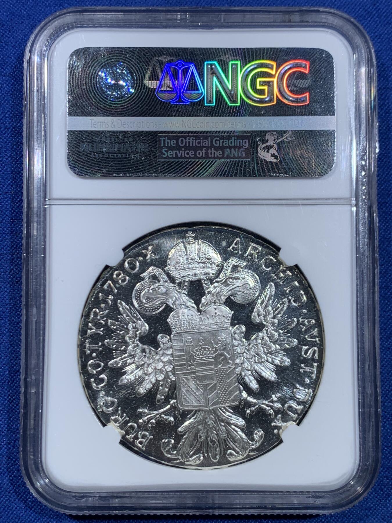 《竞宝斋》第445场 周日，周一，2场连拍 （全场包邮） NGC PF68UC 奥地利1780大奶妈泰勒精制银币 后铸版