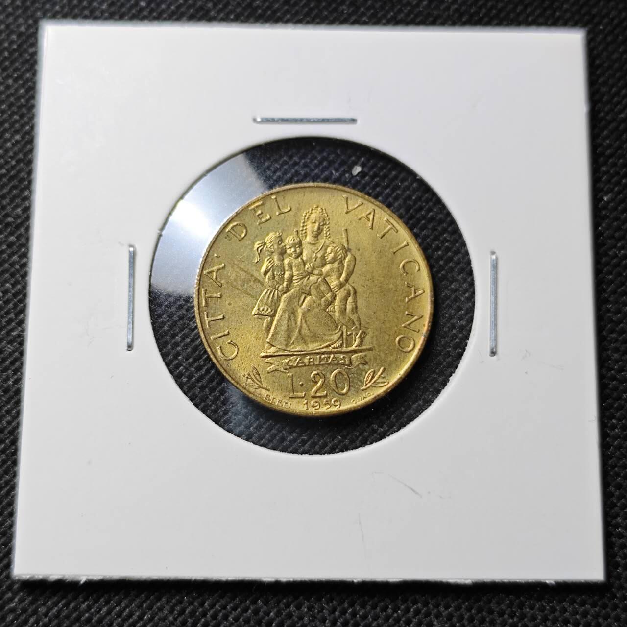 KK钱币收藏小铺 第375期  2月预留时间 周末发货  梵蒂冈20里拉 好品