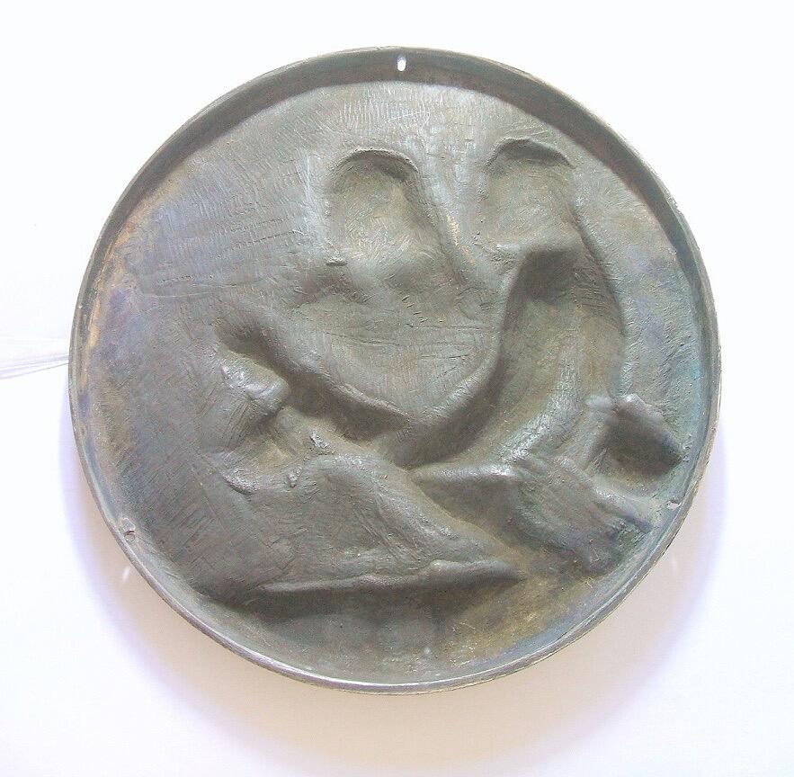 德国消防队员 高浮雕精制超巨型镀银章 128MM 253克