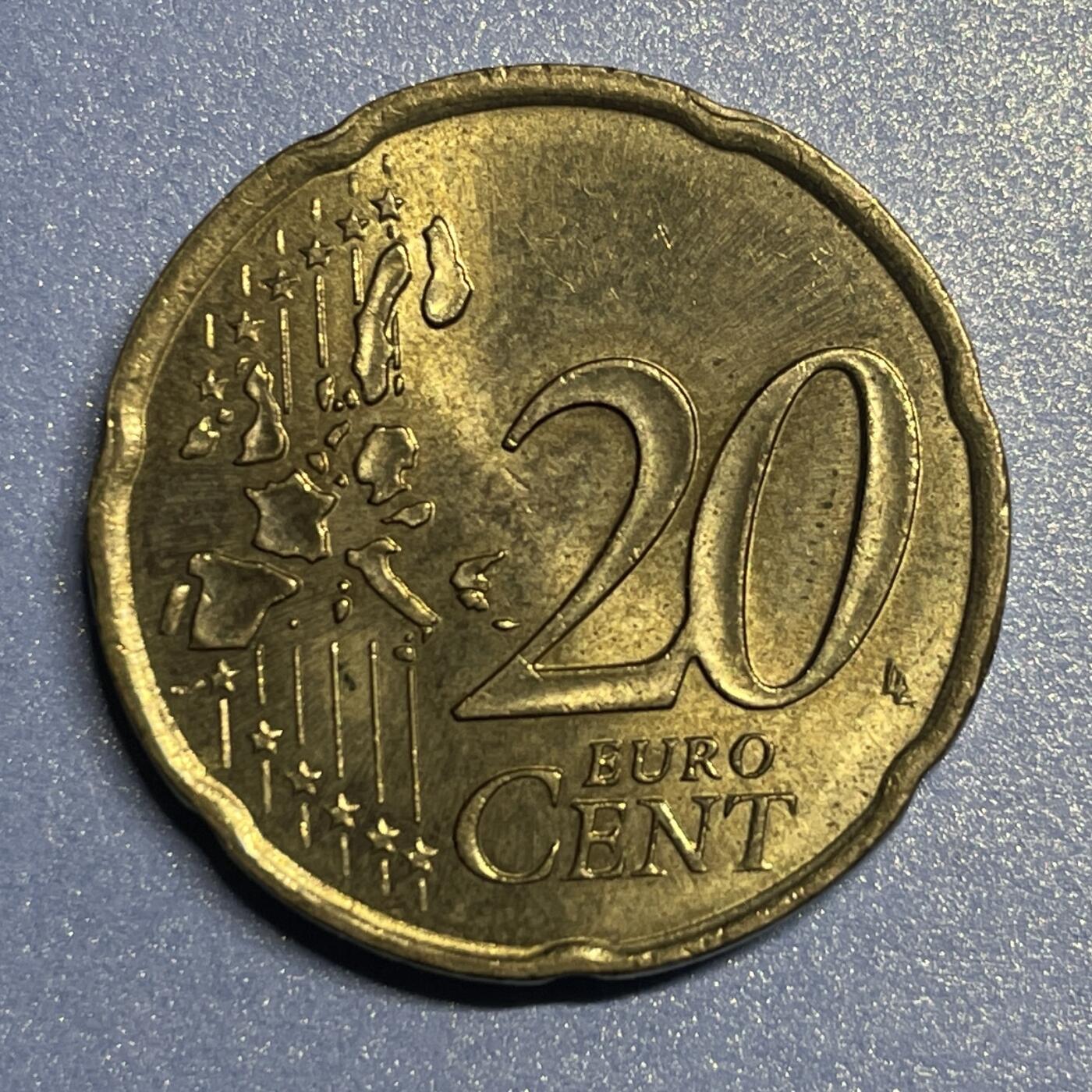 【世界各国硬币】限时专拍 【004】2001年欧元20欧分硬币一枚
