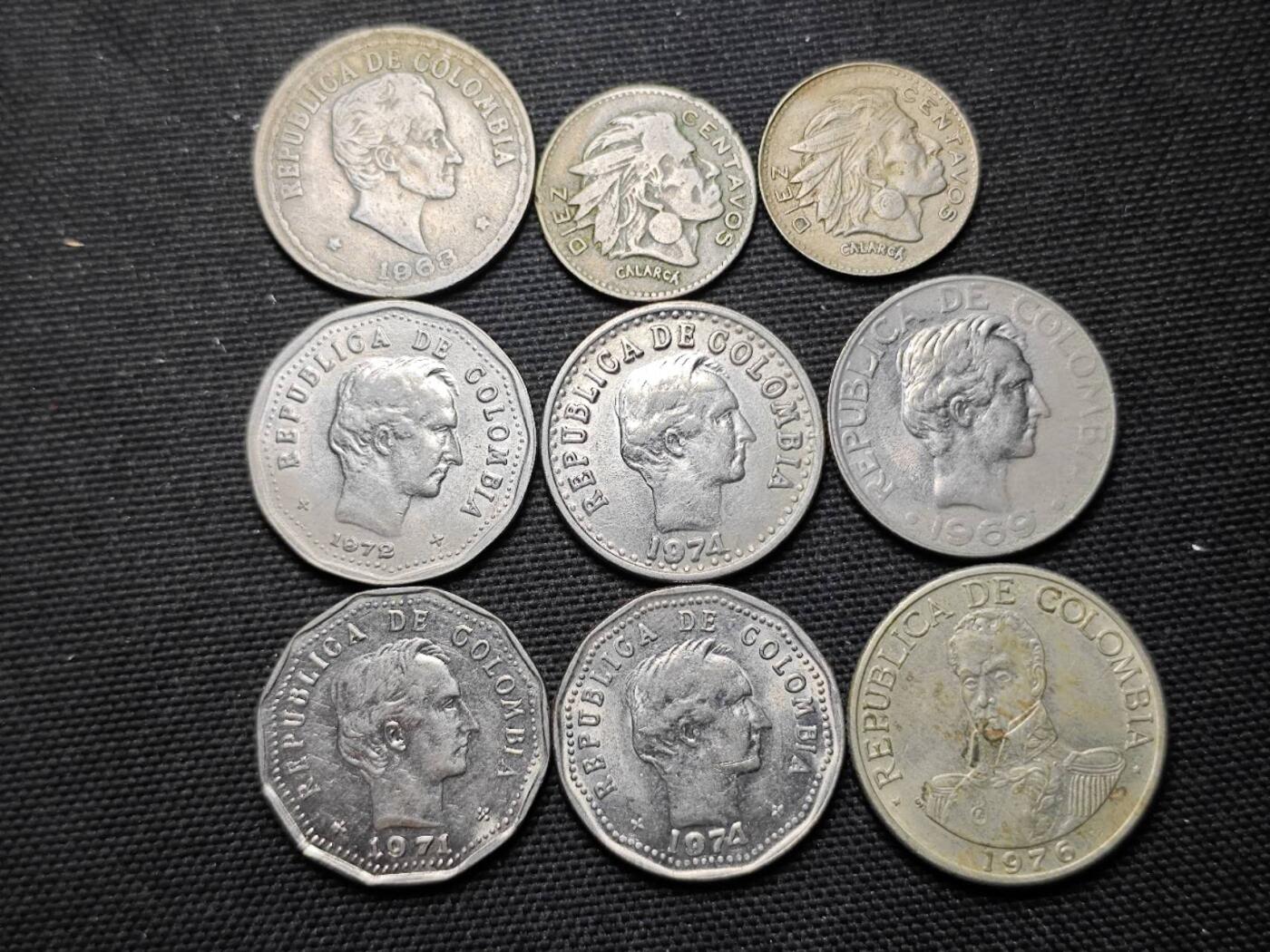 KK钱币收藏小铺 第375期  2月预留时间 周末发货  哥伦比亚一组9枚