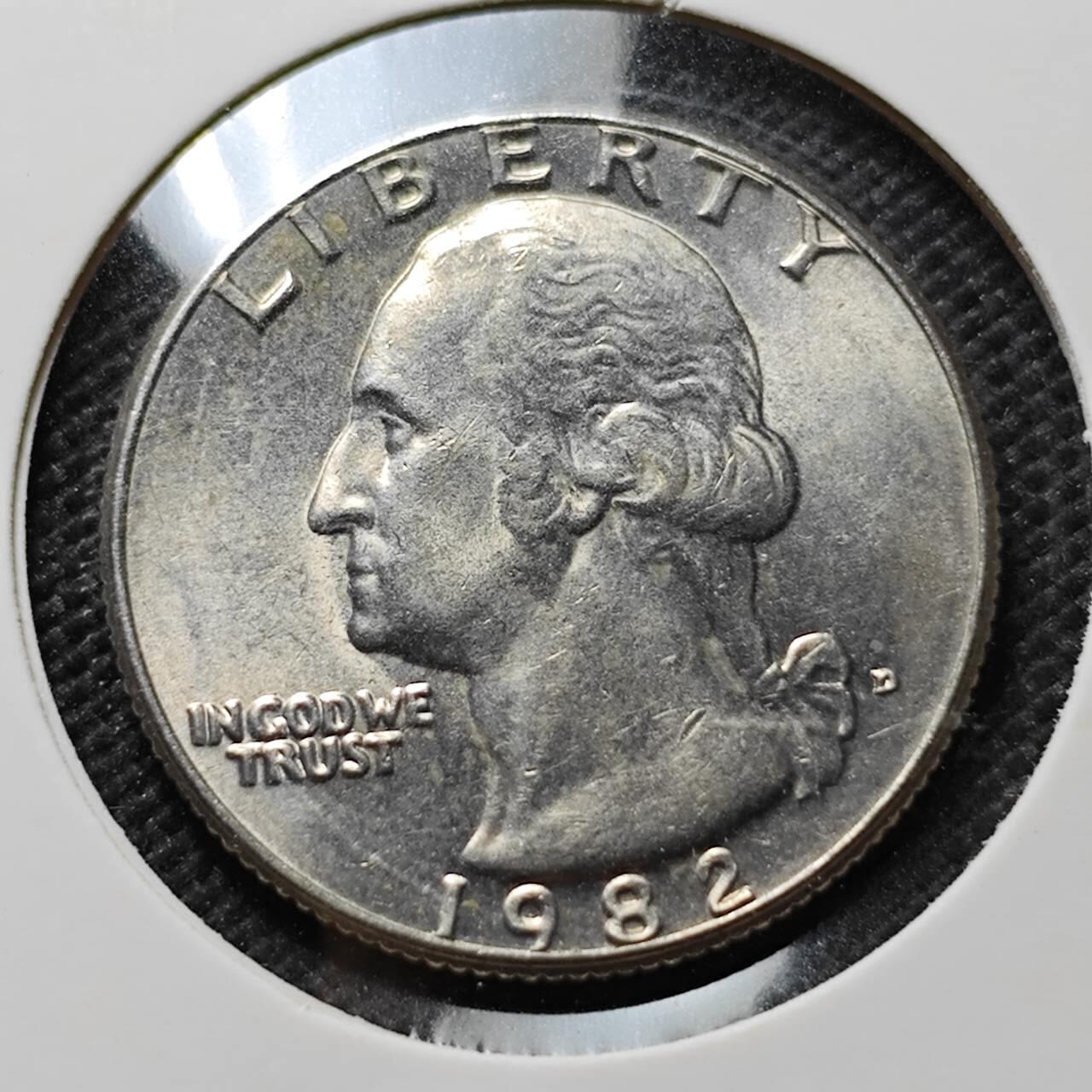 KK钱币收藏小铺 第375期  2月预留时间 周末发货  1982美国25分 好品