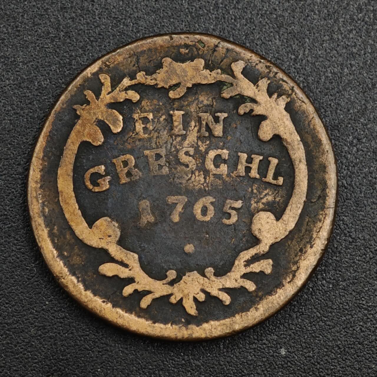 【淘币小摊】实时拍第八百二十一拍   散币场   满百包邮可预留二周 每周一统一发货   匈牙利1765年1格罗申铜币