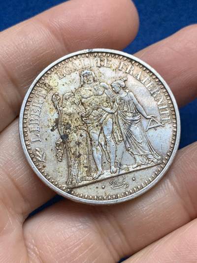 《竞宝斋》第445场 周日，周一，2场连拍 （全场包邮） - 法国1965年10法郎大力神银币