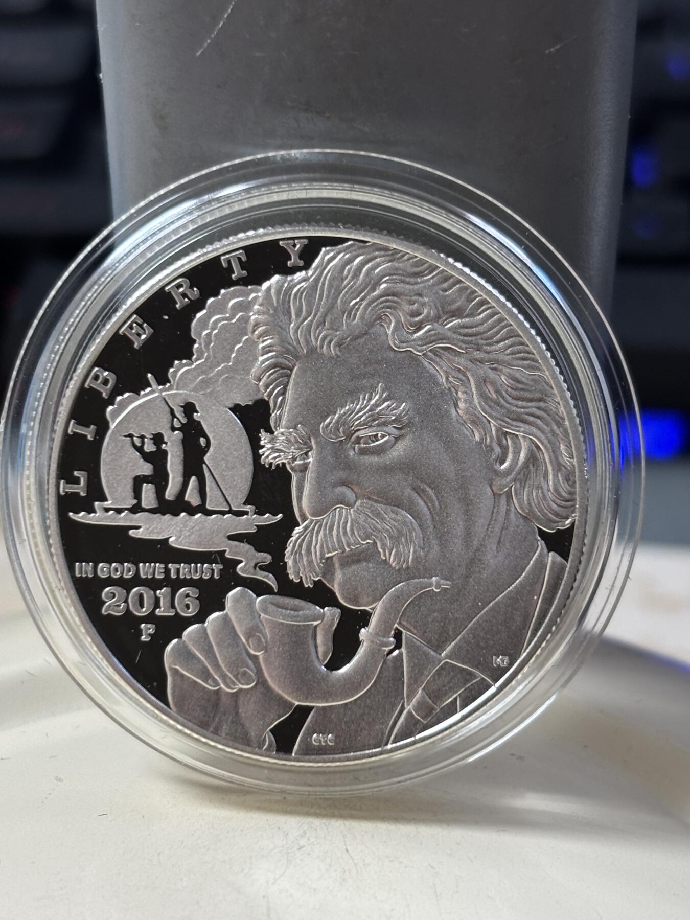 第185期拍卖 获奖美国2016年马克吐温汤姆索亚历险记精制版银币，900银，26.73克，发行350000枚