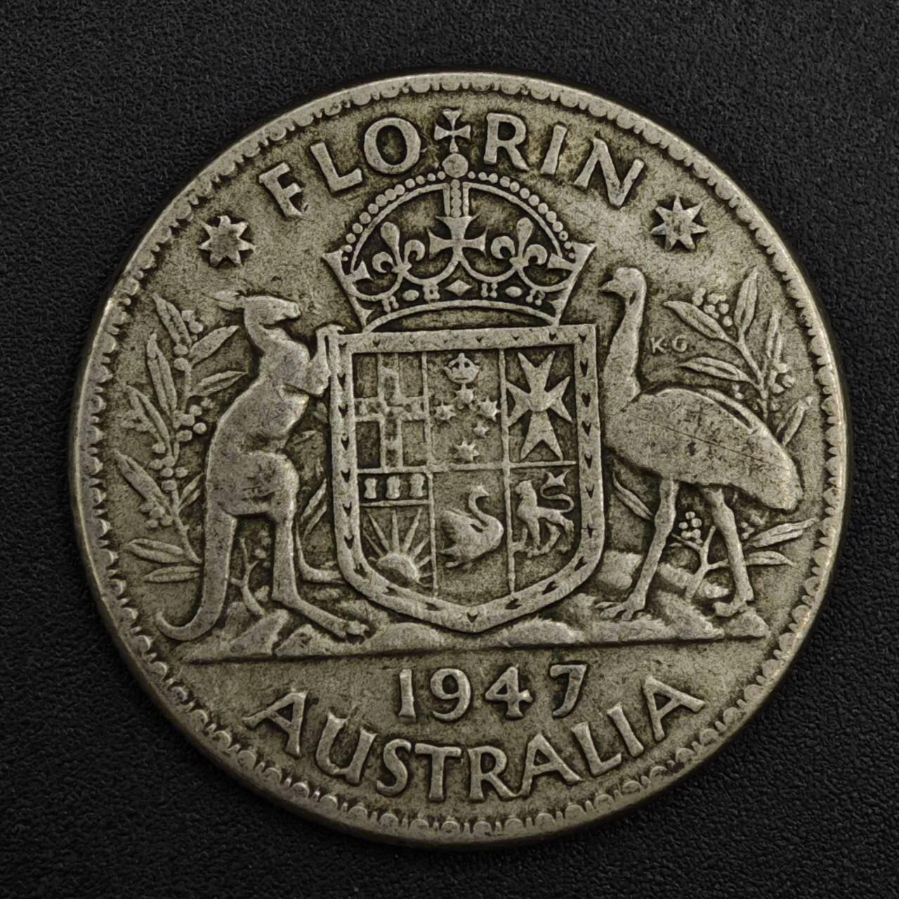 【淘币小摊】实时拍第八百二十一拍   散币场   满百包邮可预留二周 每周一统一发货   澳大利亚1947年乔治六世弗洛林银币