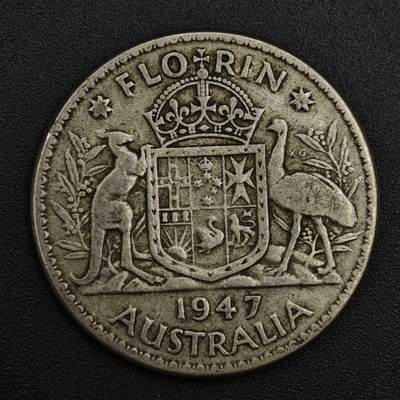 【淘币小摊】实时拍第八百二十一拍   散币场   满百包邮可预留二周 每周一统一发货   - 澳大利亚1947年乔治六世弗洛林银币