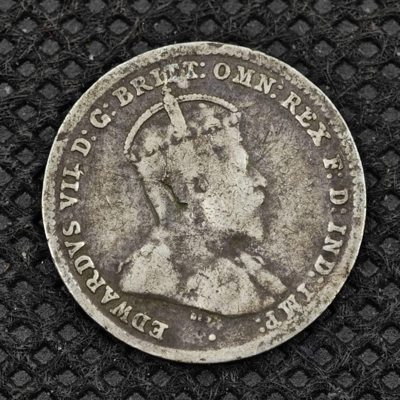 【淘币小摊】限时拍第八百二十四拍  小银币场  满百包邮可预留两周  周一统一发货   澳大利亚1910年爱德华七世3便士银币