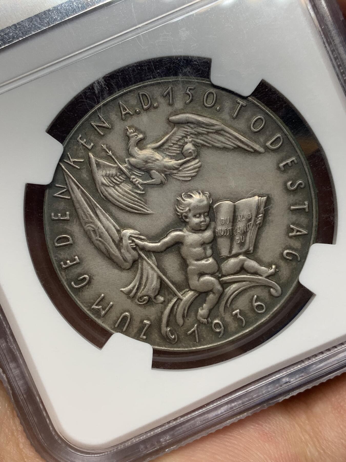 《竞宝斋》第445场 周日，周一，2场连拍 （全场包邮） NGC MS62 德国1936年民族社会主义工人党纪念腓特烈二世大帝逝世150周年银章 卡尔哥茨名家设计 慕尼黑造币厂铸 少见大师作品 亚军分