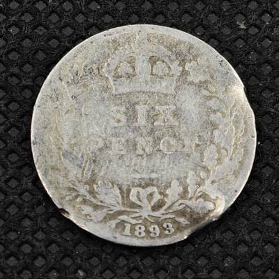 【淘币小摊】限时拍第八百二十四拍  小银币场  满百包邮可预留两周  周一统一发货  -    英国1893年维多利亚6便士银币