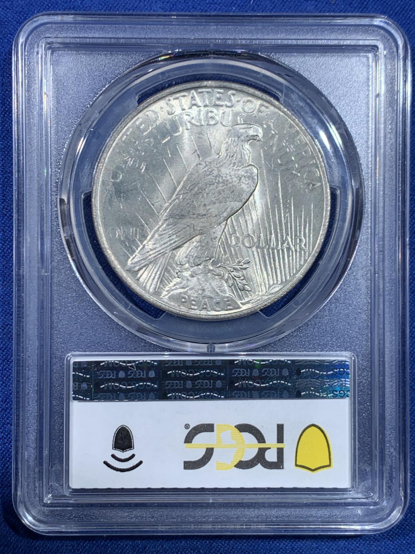 《竞宝斋》第445场 周日，周一，2场连拍 （全场包邮） PCGS MS64 美国1923年和平1美元大银币