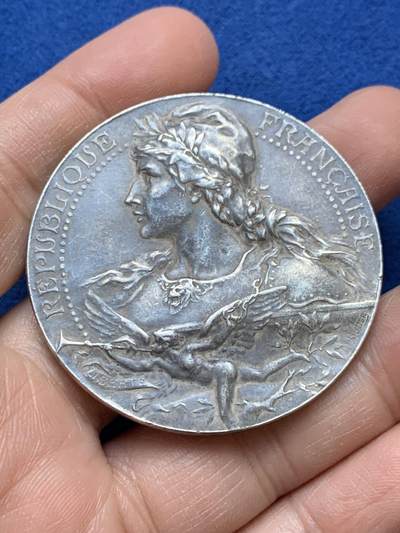 《竞宝斋》第445场 周日，周一，2场连拍 （全场包邮） - 名家名作 L.Bottee作 1908年消防比赛大银章 57.7克 49.2mm 丰饶角1银标 细节丰富