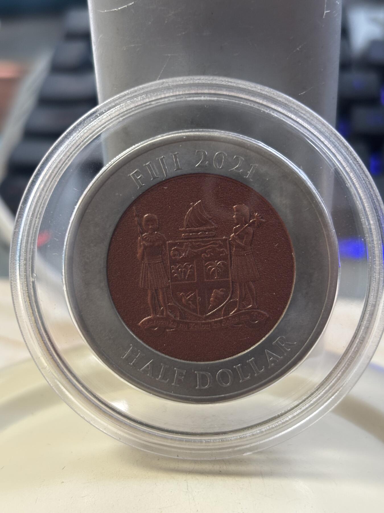 第185期拍卖 斐济2021年美国漫游者火星着陆1盎司彩色纪念钛币