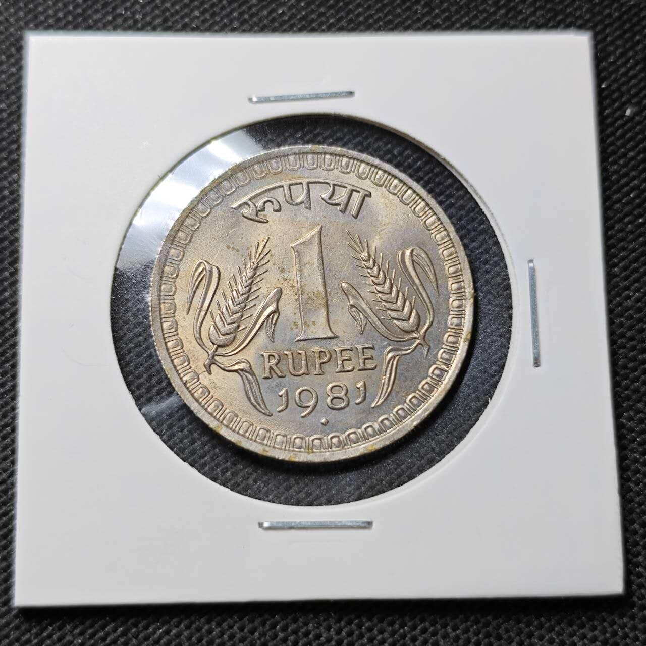 KK钱币收藏小铺 第375期  2月预留时间 周末发货  1981印度1卢比 大卢比好品