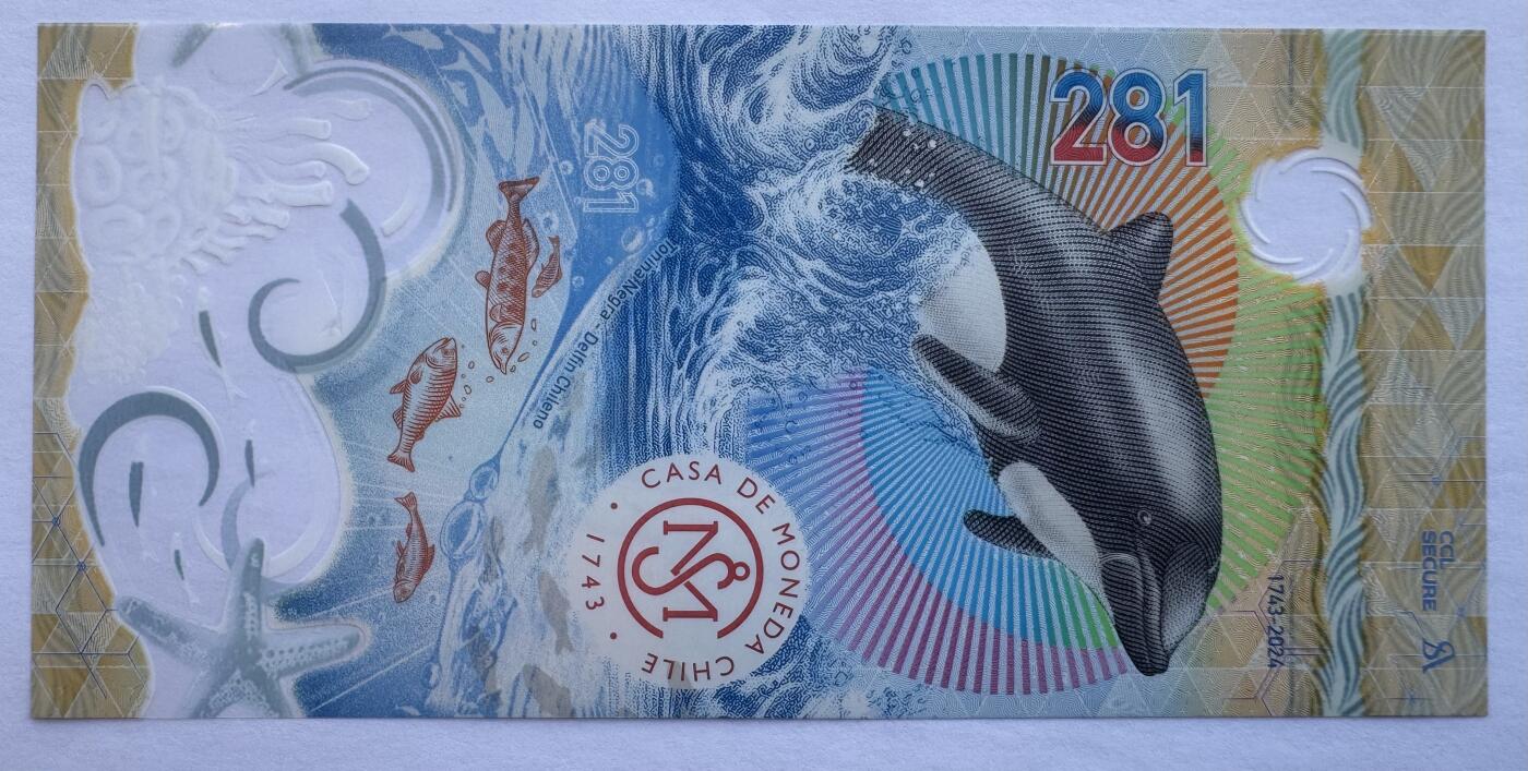 2025第25场（总第225期）：精品测试钞、塑料钞、纪念券、外钞综合场 智利CDMC “智利造币厂成立281周年～黑海豚”Guardian基材塑料测试钞UNC