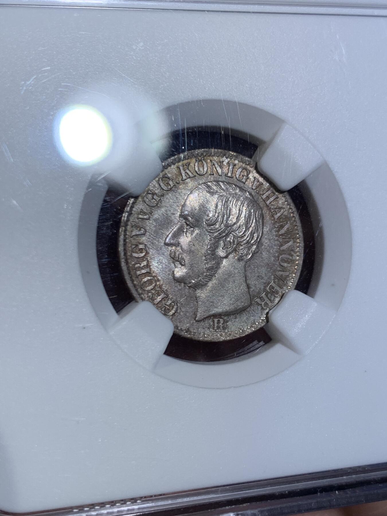 《竞宝斋》第445场 周日，周一，2场连拍 （全场包邮） NGC MS66 德国 1853B 汉诺威 1/12泰勒银币 不多见的辅币分数