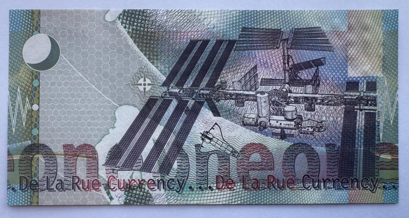 2025第25场（总第225期）：精品测试钞、塑料钞、纪念券、外钞综合场 德纳罗DLR 牛顿1单位“电波版”测试钞UNC（AF冠、白色宇航员、银色凹版）