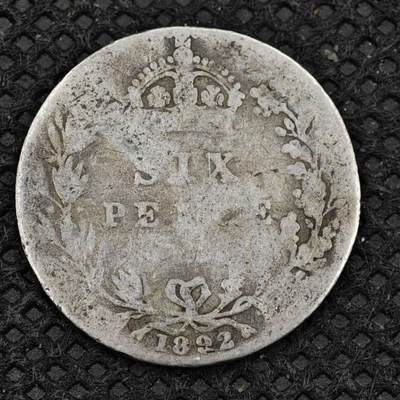 【淘币小摊】限时拍第八百二十四拍  小银币场  满百包邮可预留两周  周一统一发货  -    英国1892年维多利亚6便士银币