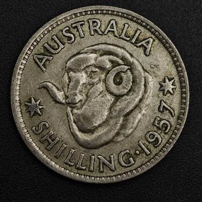 【淘币小摊】实时拍第八百二十一拍   散币场   满百包邮可预留二周 每周一统一发货   - 澳大利亚1957年伊丽莎白二世一先令绵羊银币