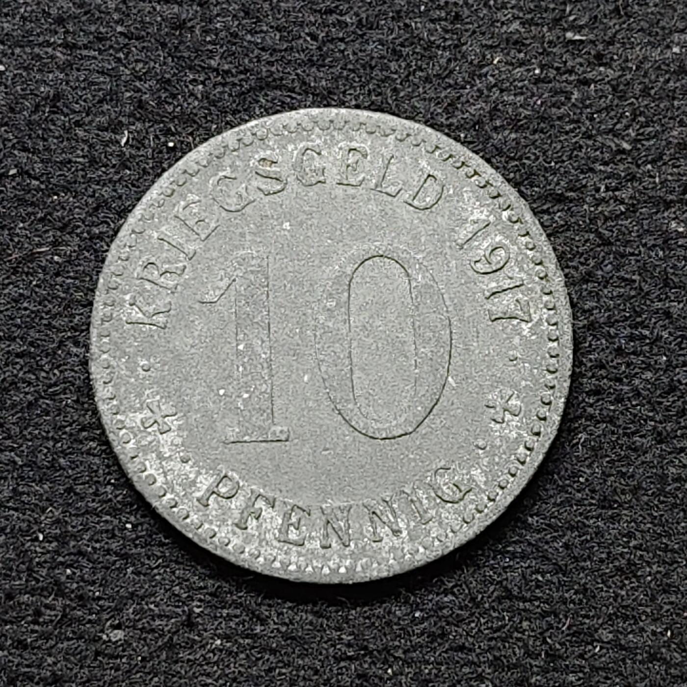 【全场包邮】纯粹捡漏拍484场（免费代拍第21场） 德国紧急状态门登1917年10芬妮锌币