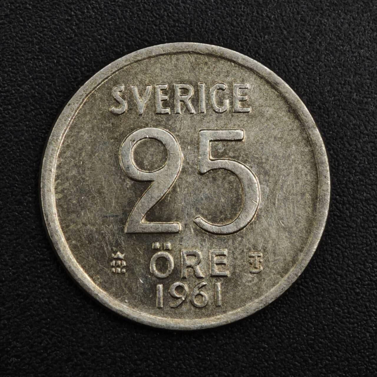 【淘币小摊】实时拍第八百二十一拍   散币场   满百包邮可预留二周 每周一统一发货   瑞典1961年25欧尔银币