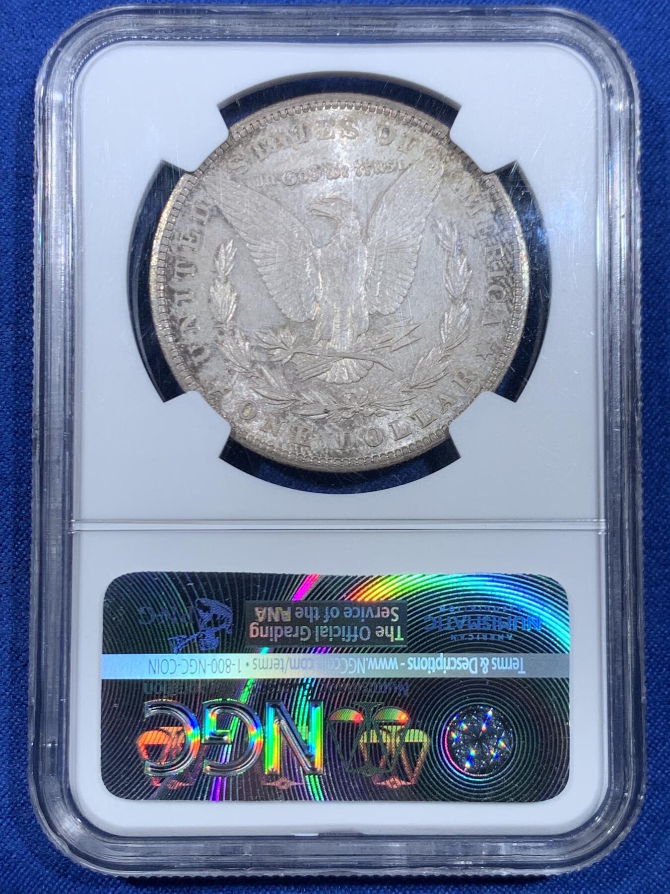 《竞宝斋》第445场 周日，周一，2场连拍 （全场包邮） NGC MS64 美国1904年O版摩根银币 相对少见年份 均匀烟灰包浆