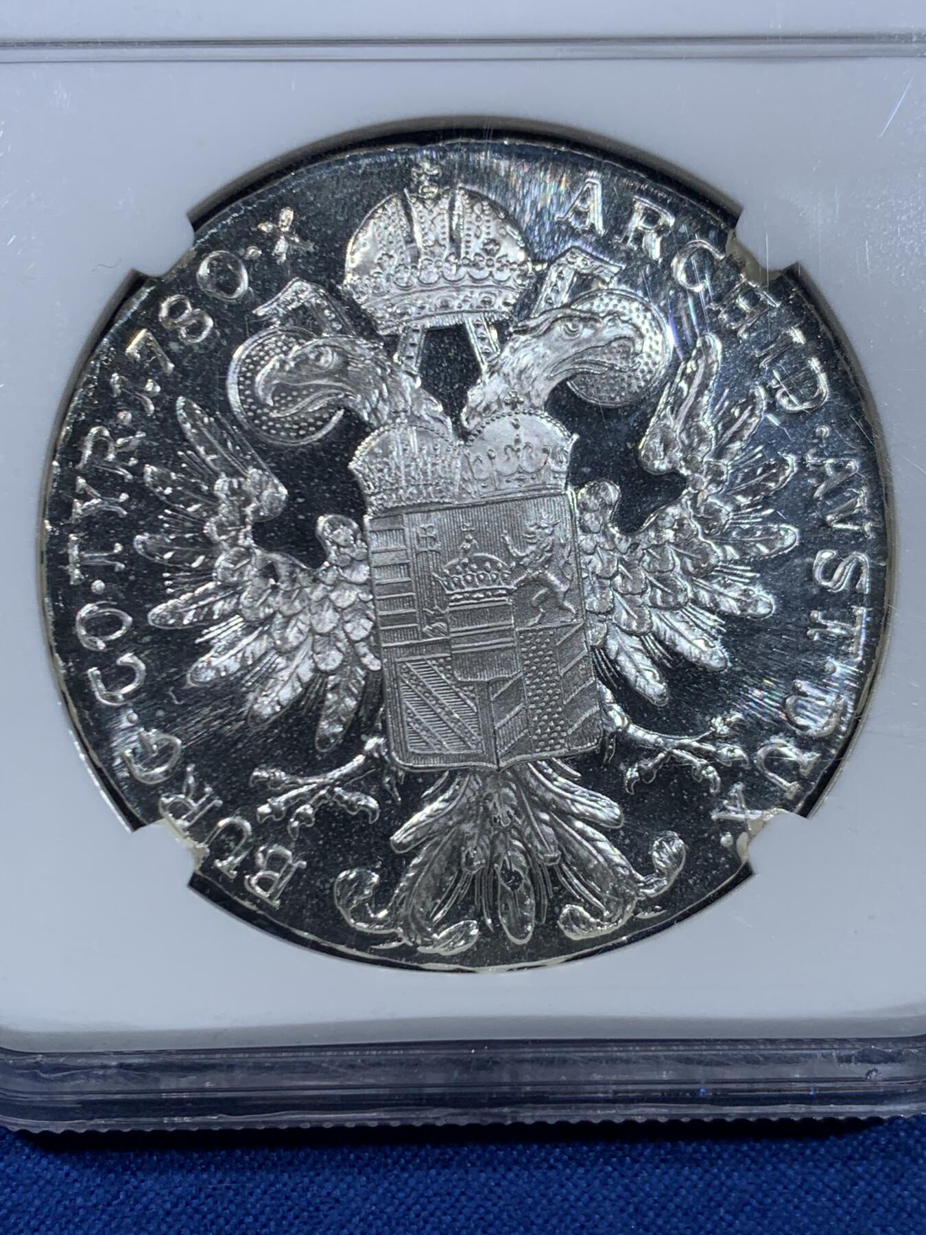 《竞宝斋》第445场 周日，周一，2场连拍 （全场包邮） NGC PF68UC 奥地利1780大奶妈泰勒精制银币 后铸版