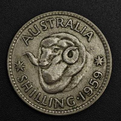 【淘币小摊】实时拍第八百二十一拍   散币场   满百包邮可预留二周 每周一统一发货   - 澳大利亚1959年伊丽莎白二世一先令绵羊银币