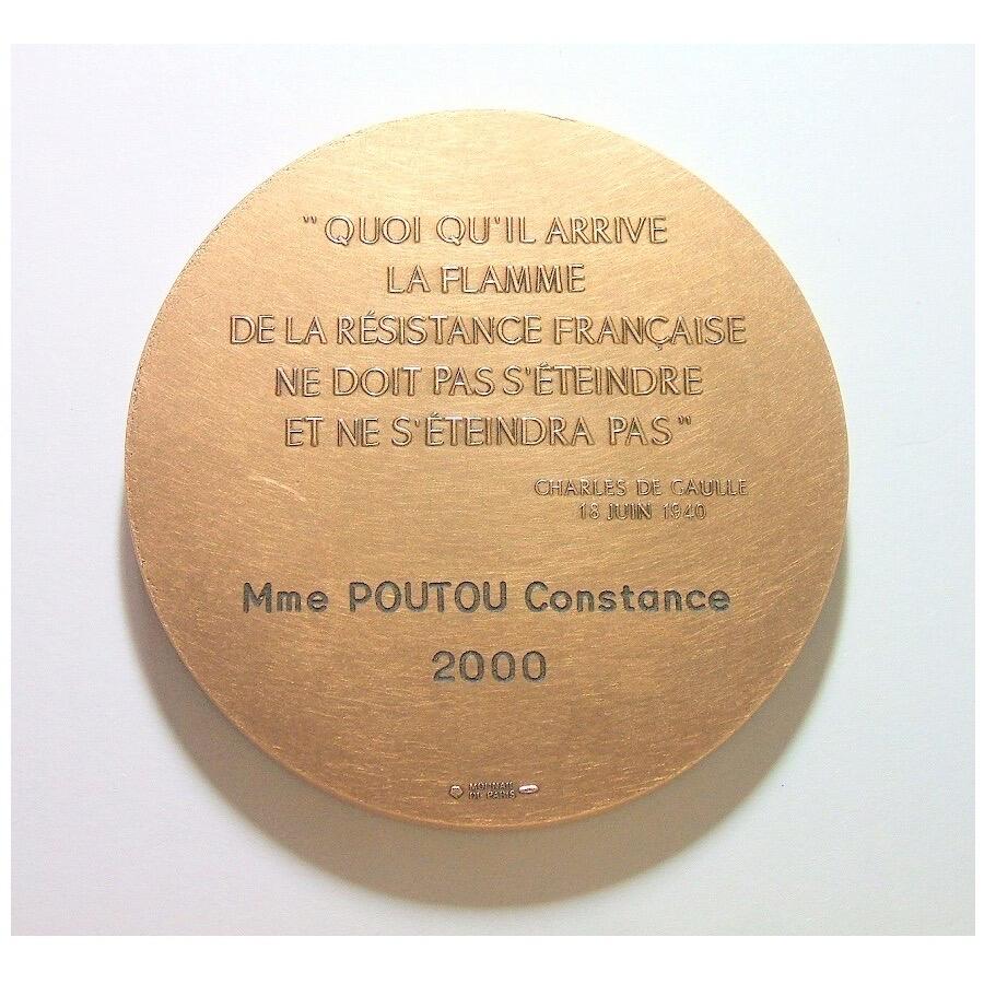 【艺术】法国艺术大章 纪念二战自由法国成立60周年 高浮雕精制超大铜章 70MM 166克