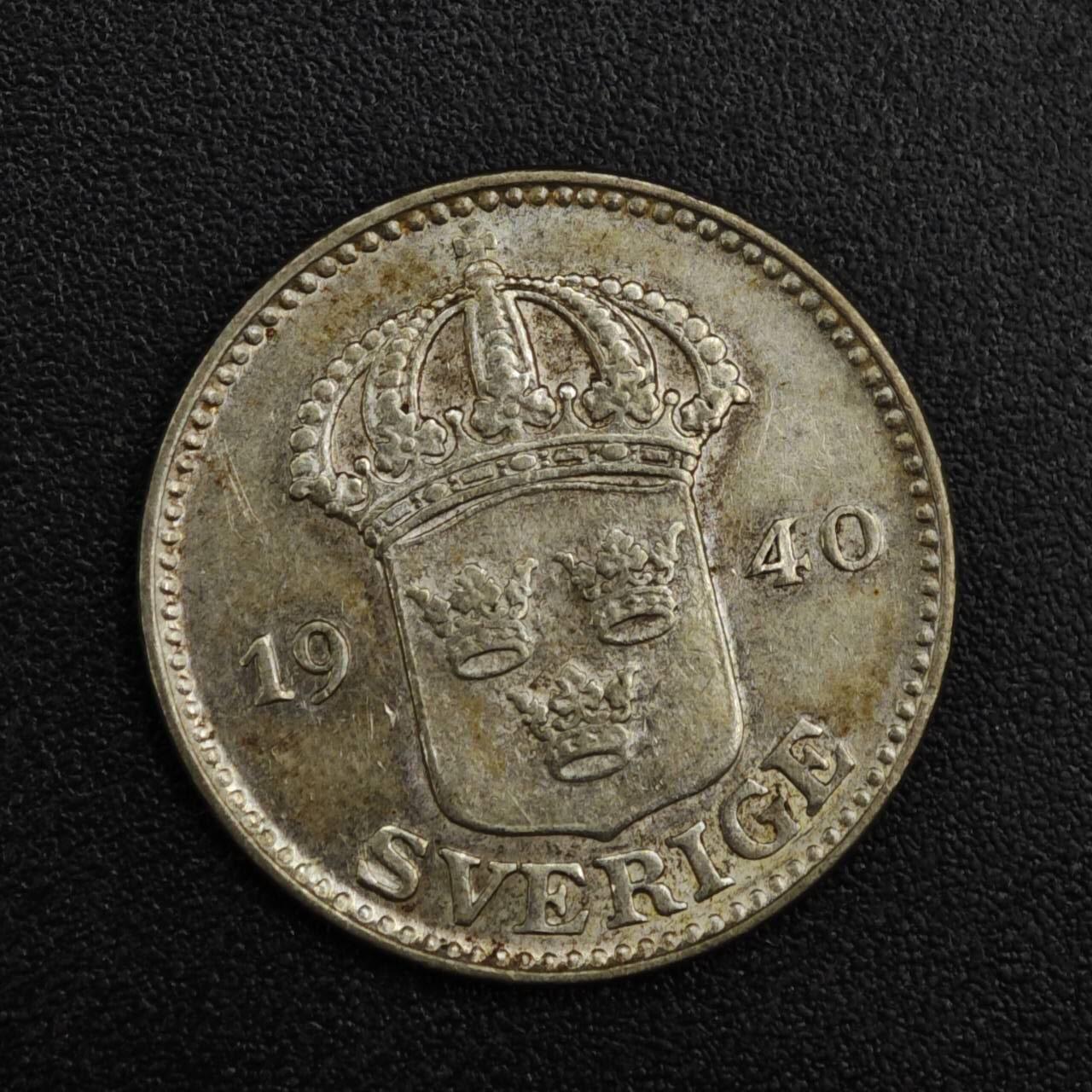 【淘币小摊】实时拍第八百二十一拍   散币场   满百包邮可预留二周 每周一统一发货   瑞典1940年25欧尔银币