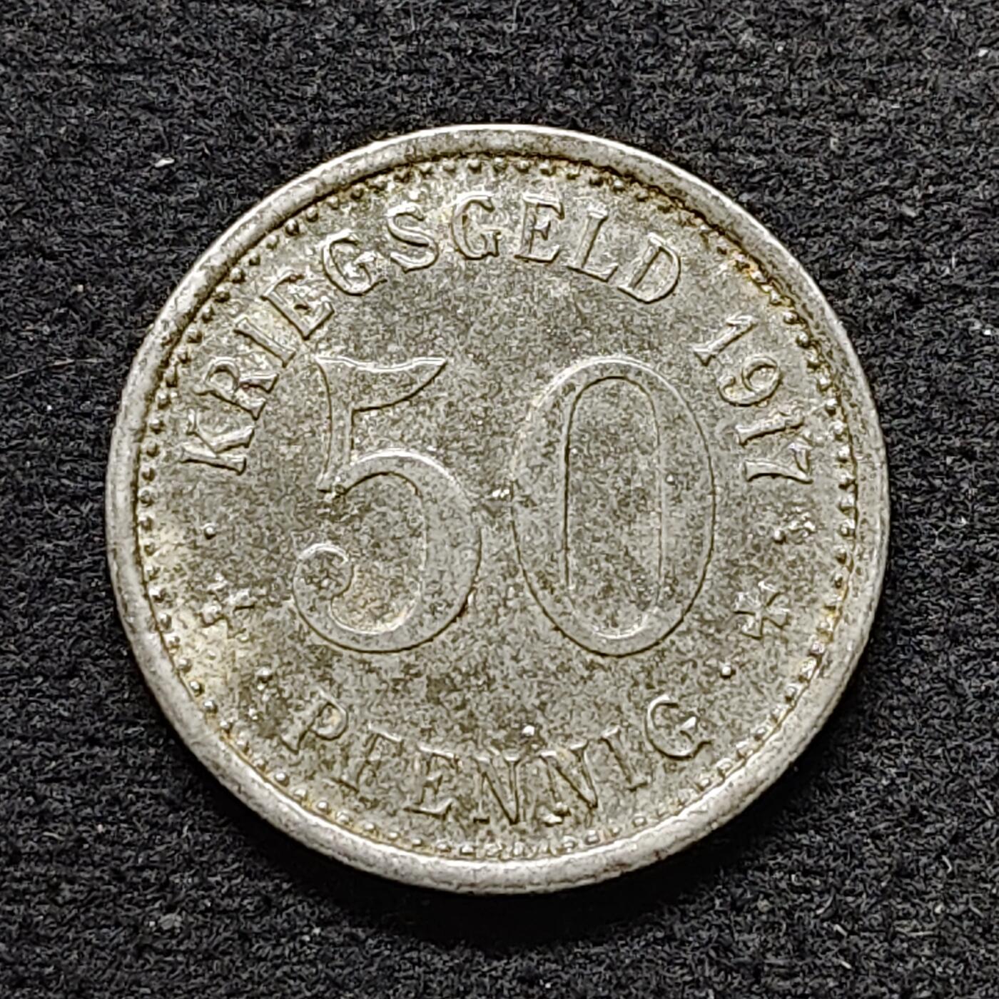 【全场包邮】纯粹捡漏拍484场（免费代拍第21场） 德国紧急状态门登1917年50芬妮铁币