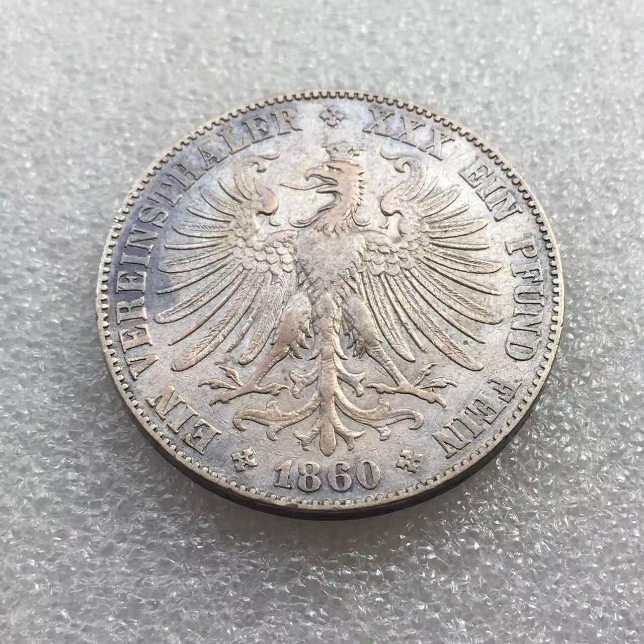 世界钱币专场拍卖 每周二开拍 1860年德国法兰克福少女1泰勒银币