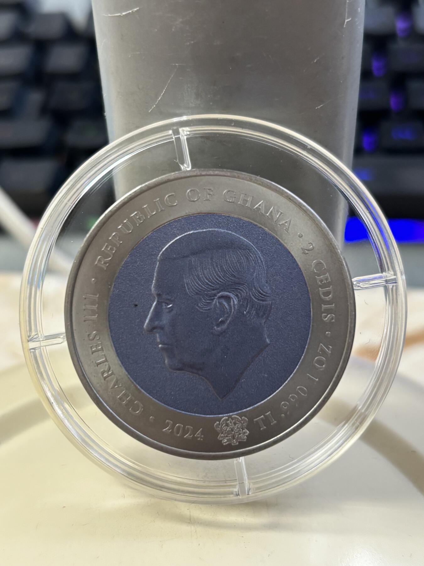 第185期拍卖 加纳2024年航天系列太空漫步钛金属彩色纪念币,发行1500枚