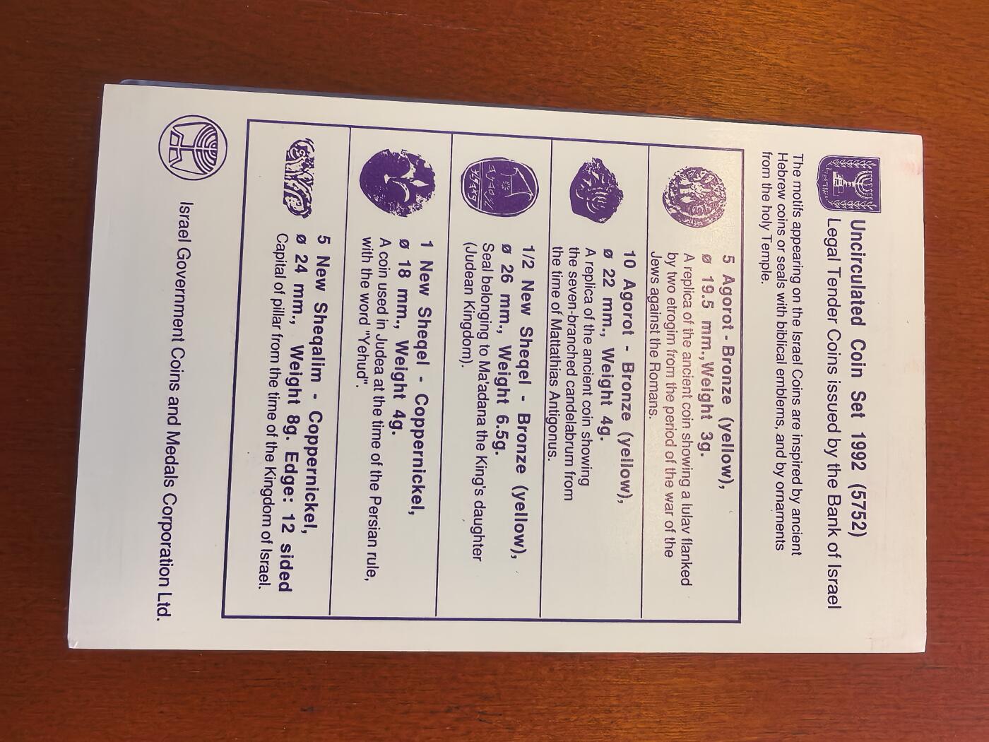 长老汇蛇年精选第八十场拍卖 1992以色列5枚粉色套装，盒证全，5998套，带币中币