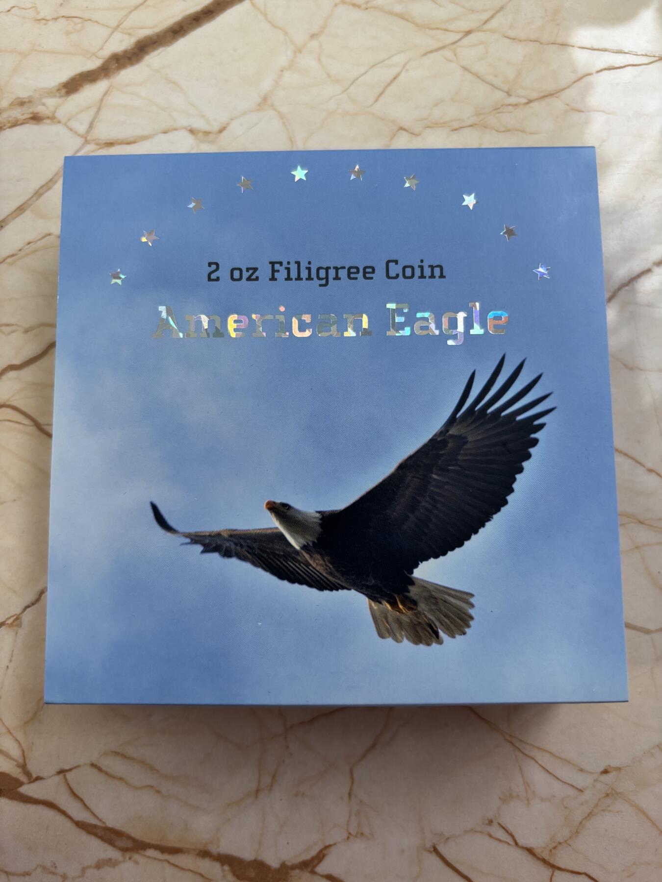 第185期拍卖 所罗门2025年美国鹰2盎司掐丝幻彩精制纪念银币，999银，发行1999枚