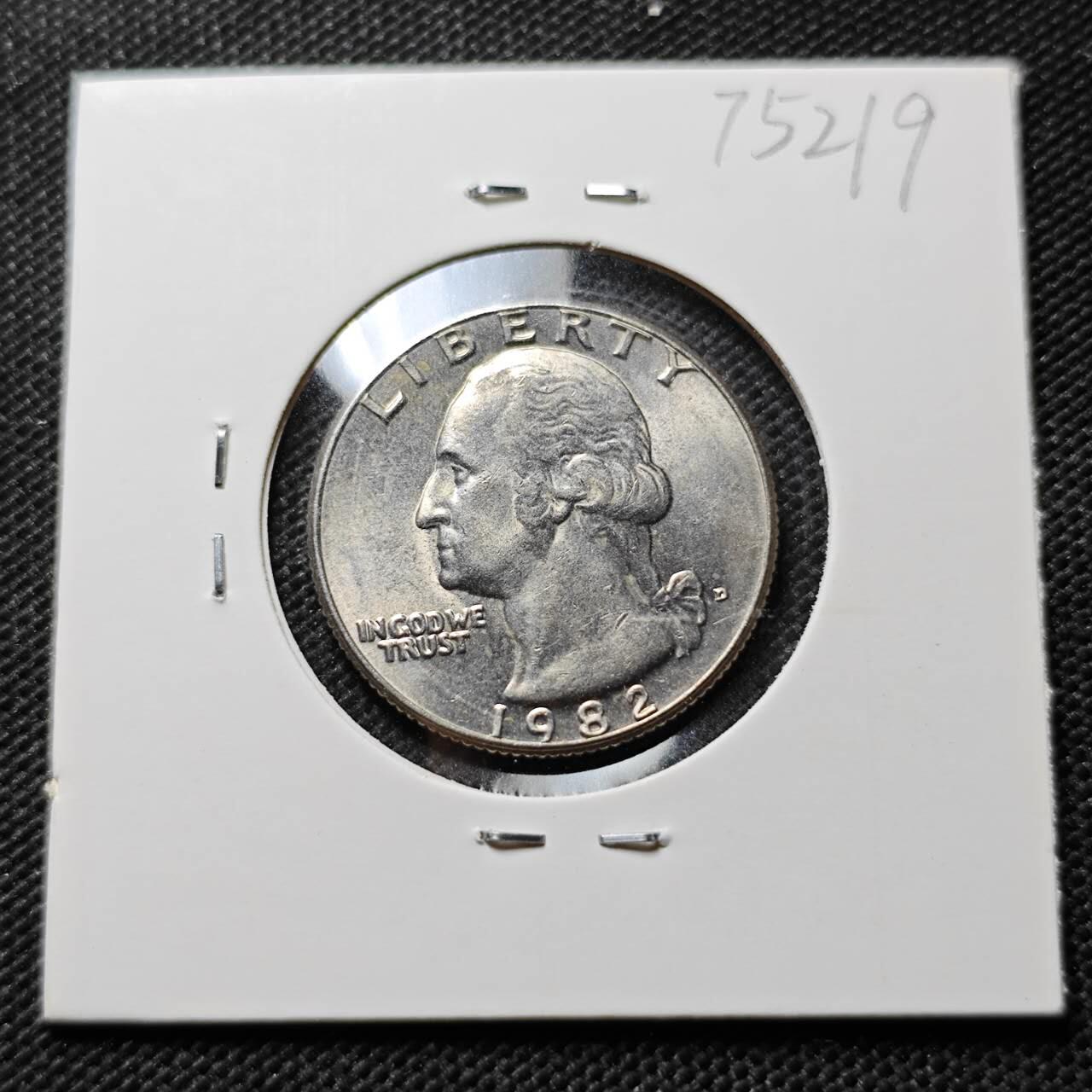 KK钱币收藏小铺 第375期  2月预留时间 周末发货  1982美国25分 好品