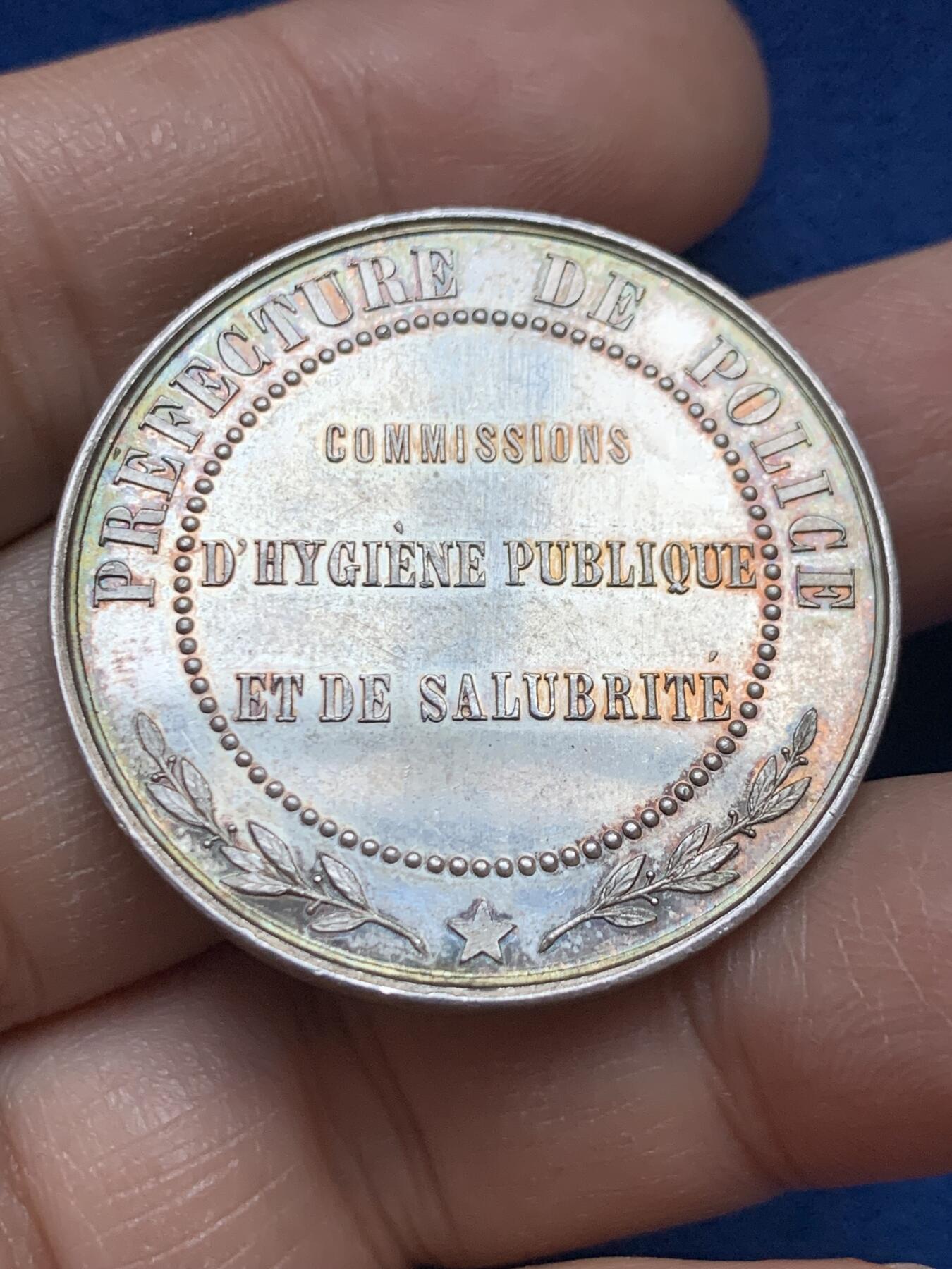 《竞宝斋》第445场 周日，周一，2场连拍 （全场包邮） 法国谷物女神银章 21.9克 36mm 丰饶角银标