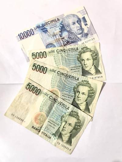 各国外币第101期 - 意大利5000 10000 里拉4张