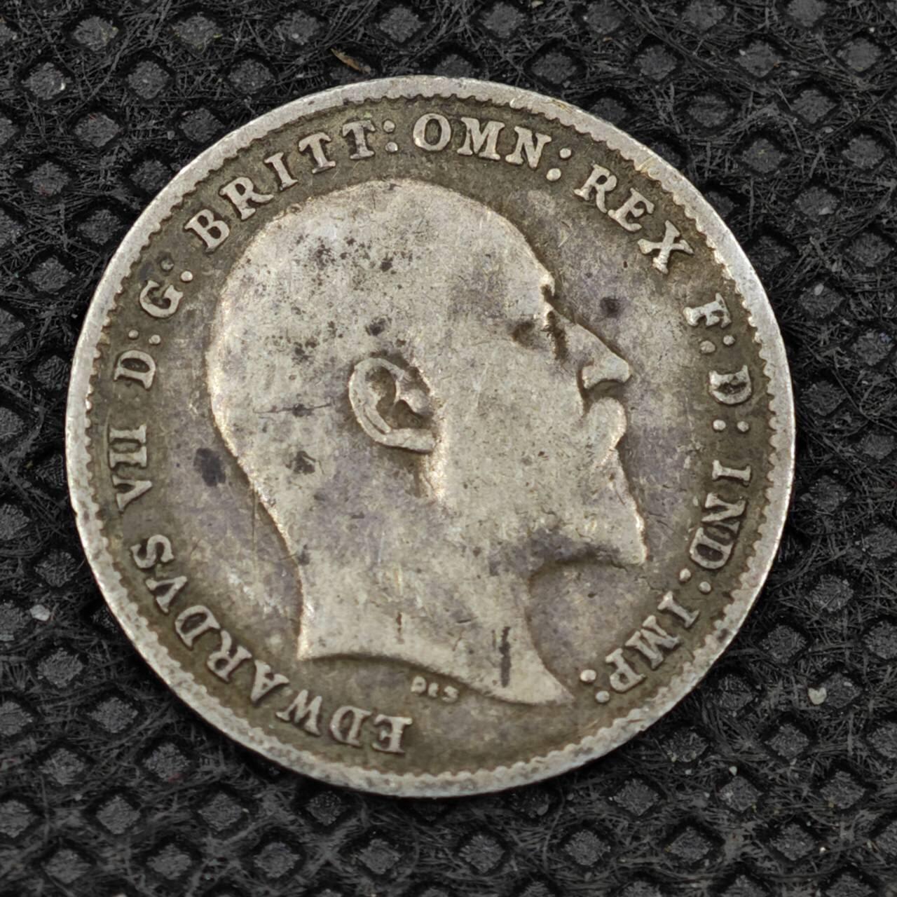 【淘币小摊】限时拍第八百二十四拍  小银币场  满百包邮可预留两周  周一统一发货      英国1904年爱德华七世3便士银币