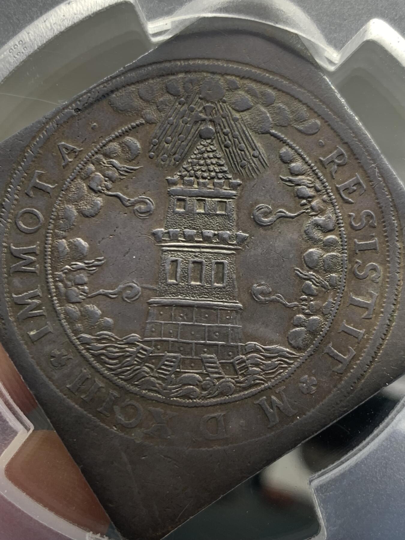 《竞宝斋》第445场 周日，周一，2场连拍 （全场包邮） 唯一亚军分 PCGS AU50 神圣罗马帝国  1593年 萨尔茨堡大主教区 圣鲁珀特 2泰勒方形大银币 将近57克超大规格 独年发行 及其少见的样式与规格 P大盒封装 更高分仅一枚