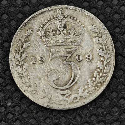 【淘币小摊】限时拍第八百二十四拍  小银币场  满百包邮可预留两周  周一统一发货  -     英国1908年爱德华七世3便士银币