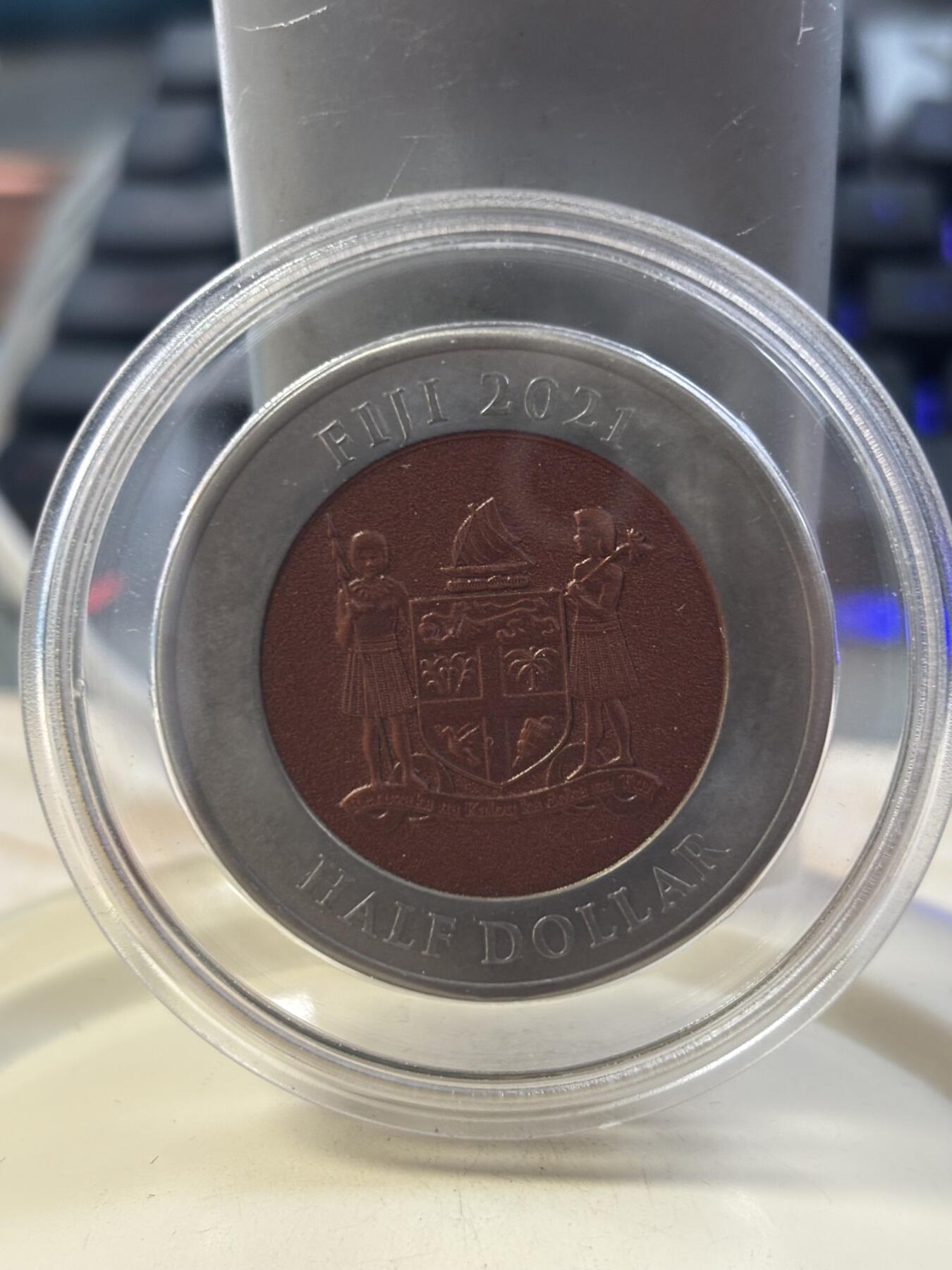 第185期拍卖 斐济2021年美国漫游者火星着陆1盎司彩色纪念钛币