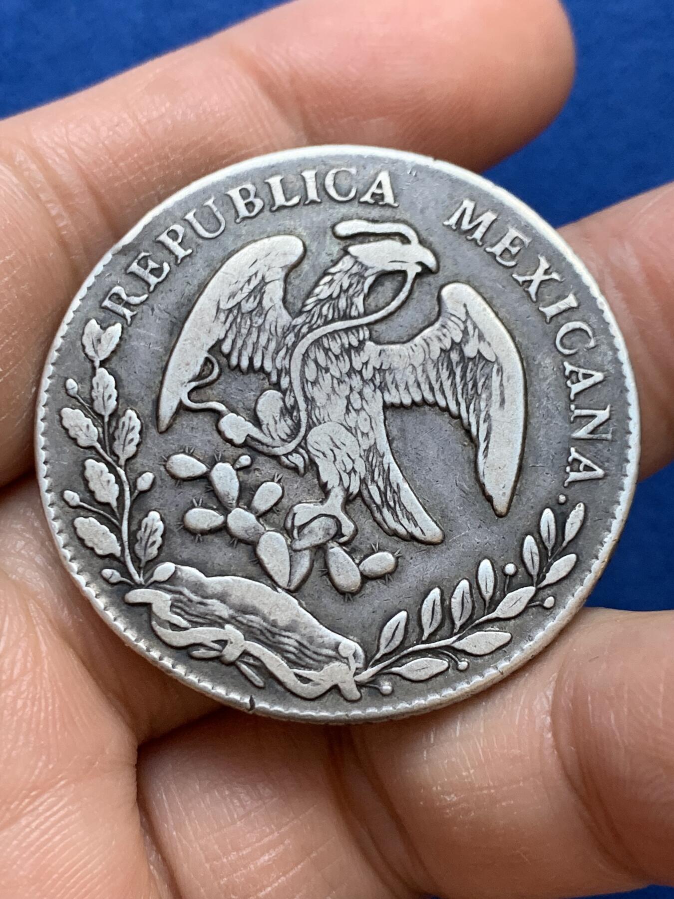 《竞宝斋》第445场 周日，周一，2场连拍 （全场包邮） 墨西哥1869 MO CH版 8R鹰洋银币