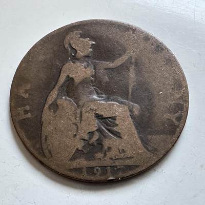 🌹外币初藏🌹🐯2025年第138场  每周二四六晚8️⃣点 接代拍 - 英国1917年半便士a