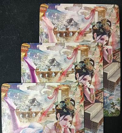 花开卡拍第61期（3月7号周六截拍，品控勿拍!!!拍品不寄存，运费5元（新疆需补运费差价或顺丰到付），自制卡难免瑕疵，可能存在轻微撞角爆边等出厂瑕疵，品控介意勿拍！） - 燎原 绝色绘卷 西施 普卡3张