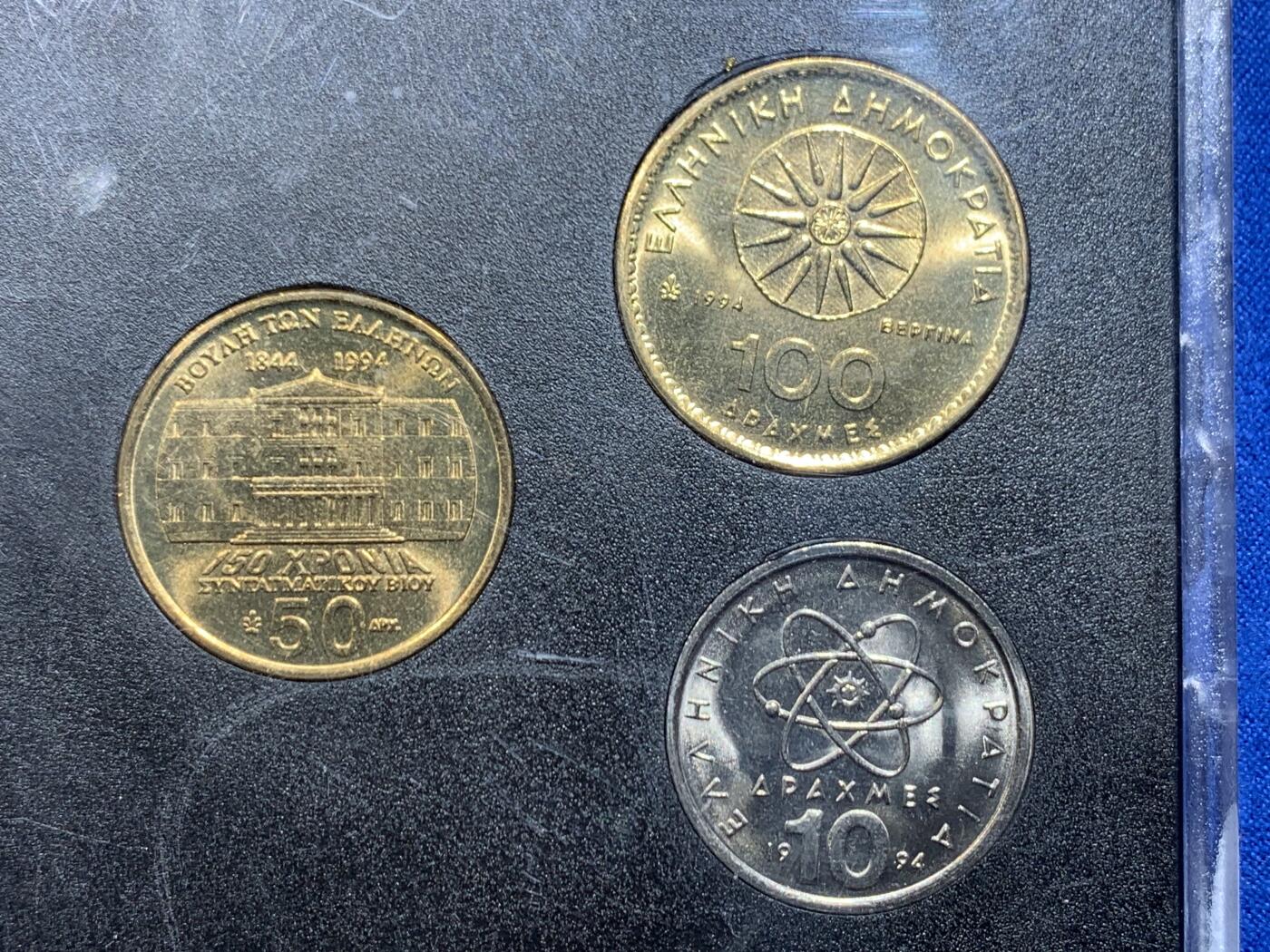 《竞宝斋》第445场 周日，周一，2场连拍 （全场包邮） 希腊 1994年 6枚装 套币 少见的亚克力装帧方式 细节见图
